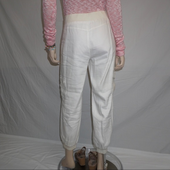 Bebe - White Linen and Silk Jogger Pants - 8 - Picture 5 of 7